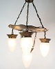 Art Nouveau 
chandelier from 
the 1920s in 
patinated, 
hammered brass 
with four arms 
and ...