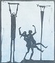 Åke Holm, 
Sweden.
Woodcut, 
1970s.
An expressive 
print, where 
three stylized 
figures appear 
...