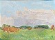 Kielberg, Ole 
(1911 - 1985) 
Denmark: Cows 
and horses on 
grass, 1962-64. 
Oil on canvas. 
Signed: ...