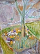 Kielberg, Ole 
(1911 - 1985) 
Denmark: 
Crocusbed, 
1954-60. Oil on 
masonite. 
Signed: OK and 
on the ...