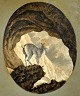 Unknown artist (19th century): A mountain goat. Watercolor on paper. Oval. Signed: CL 16.5 x ...