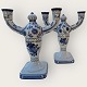 Royal 
Copenhagen, 
Aluminia, 
Tranquebar A 
set of 2-armed 
candlesticks, 
#3037/919, a 
few small ...