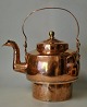 Copper kettle, 
19th century. 
With indistinct 
stamps. With 
handle, lid and 
spout. H: 21 
cm. H. ...
