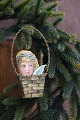 Old Christmas 
tree ornament 
in the shape of 
a small braided 
basket in brass 
from around 
1950. H: ...