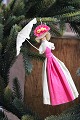 Old Christmas 
tree ornament, 
nice lady with 
umbrella made 
of colored 
crepe paper. H: 
15cm.