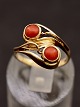 14 carat gold 
ring size 56 
with corals 
Stamped 585 BLD 
for goldsmith 
Bent Larsen 
Ejby item no. 
...