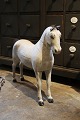 Swedish 19th 
century wooden 
horse with fine 
patinated 
grey/white 
colour, leather 
ears, glass ...