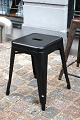 Original old French Tolix stool in black painted metal with a fine patina... Original old French Tolix stool in black painted metal with a fine patina...