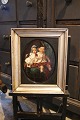 Decorative 19th century oil painting painted on wood with a motif of 2 children 
sitting on a chair... Decorative 19th century oil painting painted on wood with a motif of 2 children 
sitting on a chair...