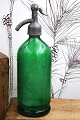 Decorative old 
French glass 
siphon green 
color from old 
café 
with engraved 
writing on the 
side ...