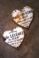 Decorative, old 
French memorial 
hearts in iron 
and enamel with 
writing and 
patina dating 
back to ...