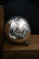 Swedish 19th 
century 
memorial ball 
in Murcury 
silver Glass 
with painted 
flowers and 
writing "In ...