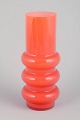 Swedish art glass.Mouth-blown vase, 1970s.Mouth-blown vase in vivid orange glass with a ...