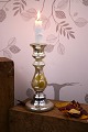 Antique French 
19th century 
candlestick in 
Mercury silver 
glass with 
remnants of 
painted floral 
...