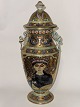 Deruta mosaic 
jar with handle 
and lid in 
majolica made 
in Umbria, 
Italy. Motif 
depicting 
Empress ...