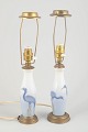 Pair of small table lamps in porcelain and brass, early 20th century.Elegant pair of table ...