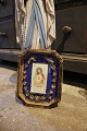Decorative, old 
religious 
picture (with 
glass) with 
Jesus picture 
and fine 
flower wreath 
in ...