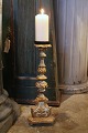 Antique, French 19th century candlestick in carved wood with original paint...