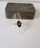 Beautiful old ring in 14 kt. gold with oval onyx adorned with old cut diamond. Stamp: 585 - ...