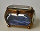 Jewelry box circa 1900. France. With faceted glass and decorated brass frames and four legs. 6.5 ...