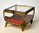 Jewelry box, France, circa 1900. With faceted glass and decorated brass frames and four legs. ...