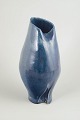 European studio ceramicist, unique vase, 1987.Sculptural stoneware vase with a deep blue, ...