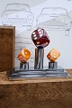 Decorative, old game trophy in chrome with 3 large dice in colored acrylic. H: 17cm. L&W: ...