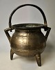 Medieval three-legged pot, ore, Northern Germany. With three legs, ear and handle. Cast ore. ...