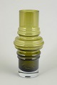 Tamara Aladin for Riihimäen Lasi, mouth-blown art glass vase.An elegant vase in olive-green ...