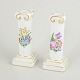 Herend, pair of candlesticks.Hand-painted pair of candlesticks in glazed porcelain with floral ...