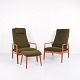 A Pair of Lounge Chairs With Stool - Teak - Green Fabric ...