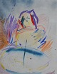 Moe, Odd (1944 - ) Denmark/Norway: Composition. Watercolor. Signed: Moe 85. 71 x 52 cm.Framed: ...
