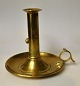 Chamber candlestick in brass, 1848 - 1863. Kobbermøllen, Flensburg. With handle. Stamped on the ...