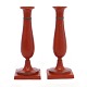 Pair of red decorated pewter candlesticks. Denmark circa 1840. H: 21,5cm
