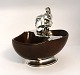 German bowl for nuts decorated with a squirrel in silver. (835). Length 22.5 cm. Height 20 cm.