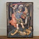 Greek Icon painted with the Archangel Michael defeating Satan. End of the 18th century. ...