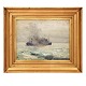 Christian Benjamin Olsen, 1873-1935, oil on woodSteamship in the Arctic OceanSigned and ...