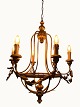 Cage-shaped metal and wood chandelier for electricity in Louis XVI style, diameter approx. 60cm ...