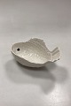 Royal Copenhagen Bowl - Large Fish by Jeanne Grut. White stoneware with dark blue eyes. Signed ...