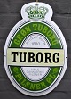 Green Tuborg enamel sign, 20th century. Denmark. In green, white and black colors. With four ...