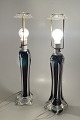 Paul Kedelv for Flygfors, pair of table lamps.Pair of table lamps in purple art glass with ...