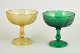Pair of pressed glass dessert bowls on foot.Set of two dessert bowls in pressed glass in amber ...