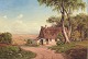Vilhelm Petersen, oil painting on mahogany, Danish Golden Age painter.Landscape motif with a ...