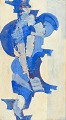 Hans Fritzdorf, modernist painting, listed Swedish painter.Abstract modernist composition in ...
