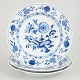 Meissen, Blue Onion dinner plates, set of 3.Dinner plates in white porcelain decorated with ...