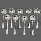 Clam bouillonspoons in silver.- Set of 9 bouillonspoons, l. 14,2 cm.In perfect condition. ...