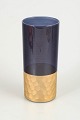 European art glass vase.Cylindrical vase in mouth-blown glass with a clear cobalt blue upper ...