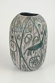 Mari Simmulson for Upsala Ekeby, "Hedenhös" vase.Decorative stoneware vase with distinctive ...