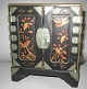Chinese jewelry box in lacquer work with decorations in the form of birds on branches with ...