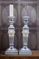 A pair of Royal Copenhagen Blue Fluted Fluted candlesticks "lion candlesticks" Height: 23cm. ...
